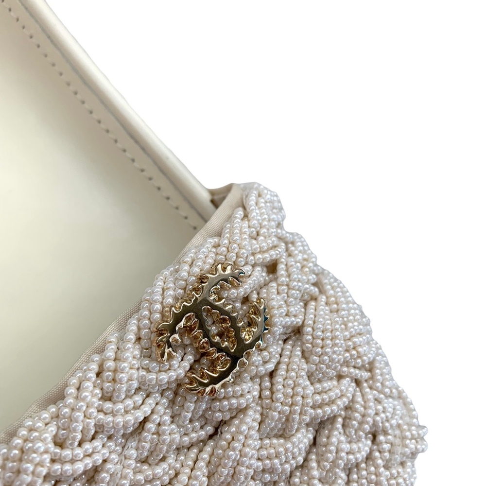 Chanel White Beaded Braided Sandal Slides - Picture 7 of 9